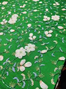 Tissu en organza brodé 3D de luxe, fleurs, perles, paillettes, écologique, respirant, tricoté en chaîne, style accessoire, tissage croisé - Product Image 3