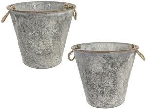 Venta caliente 2025 diseño galvanizado maceta vientre cubo sin mango con diseño en relieve fabricación en exportador indio - Product Image 3