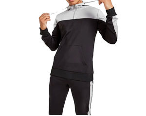 100% algodón personalizado Delgado personalizado moda ajustado impreso negro gimnasio chándal para hombres ropa deportiva ropa de sudor dos piezas deporte en blanco - Product Image 2