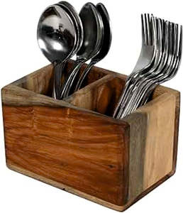 Porte-couverts en bois floral avec poignée aspect naturel - Product Image 2