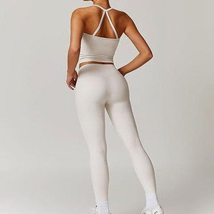 Conjunto de Leggings y Sujetador Deportivo para Mujer, Nuevo, Color Sólido, Cintura Baja, Ecológico, Espalda Descubierta, Shorts de Yoga con Logotipo Frontal, de Secado Rápido, 1 Pieza - Product Image 2