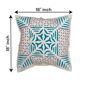 Geometrical <b>Blue</b> and White Digital Printed 18x18 Multicolor Decorative Square Throw Pillow Covers Handmade for <b>Sofa</b> <b>Bed</b> Decor - Product Image 3