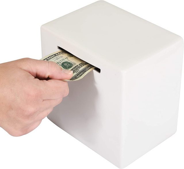 Square Ceramic Money Savings Bank to Help Budget and Save for Vacation Wedding Porcelain Coin Piggy Banks
