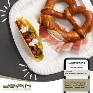 Assiette carrée en papier blanc jetable, recyclable et biodégradable, de qualité alimentaire, avec revêtement, pour usage commercial, style solide - Product Image 6