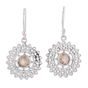 Boucles d'oreilles pendantes en argent sterling 925 faites à la main de style bohème mode délicate citrine à facettes femme bijoux en gros - Product Image 1