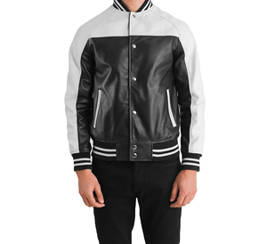 แจ็คเก็ตหนังปักลายแฟชั่นขายส่ง แจ็คเก็ต Letterman คุณภาพสูงสำหรับผู้ชาย - Product Image 1