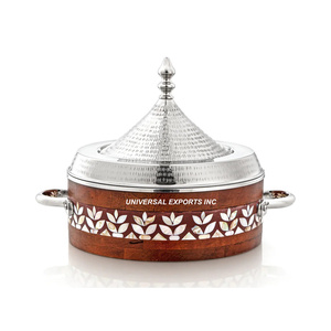Qualité supérieure Fait à la main Designer Casserole Vaisselle Arabe Chauffe-plats en bois Style classique pour Hotpot Réchauffer les aliments Métal - Product Image 3
