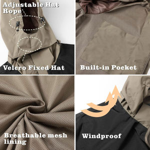 Veste de pluie imperméable en toile 100% nylon pour homme Logo personnalisable sur le devant Coupe-vent d'extérieur Capuche réfléchissante Conception multi-panneaux - Product Image 4