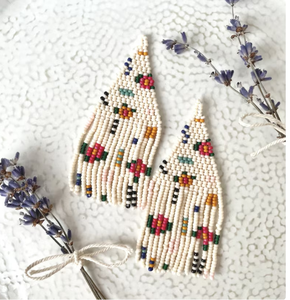 ต่างหูดอกไม้ครีม/พืชวิทยา,ต่างหูขอบ,ต่างหูยาว,เรขาคณิต,ของขวัญสําหรับผู้หญิง - Product Image 1