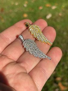 Pendentif aile d'ange en diamant Moissanite Iced Out en argent sterling 925 - Product Image 2