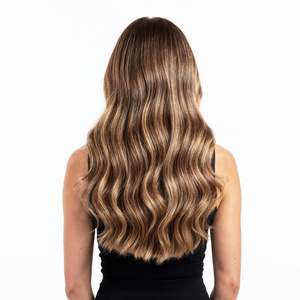 Extensions de cheveux Halo # Mèches de cheveux humains indiens Remy, mélange blond bronzé brun châtain, ondulations profondes lâches, 4/27 - Product Image 5