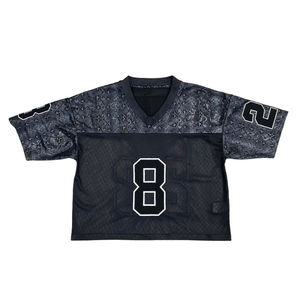 Maillot de football américain en maille unisexe vintage surdimensionné personnalisé à manches courtes respirant Streetwear Service OEM - Product Image 1