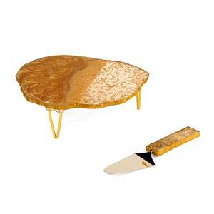 Support à gâteau en résine avec motif floral Plateau à dessert décoratif pour occasions spéciales Support à dessert de luxe fait à la main pour les mariages - Product Image 3