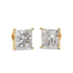Boucles d'oreilles en diamant princesse de 2,50 ct en or jaune 14 carats (H-I SI2-SI3) - Product Image 2