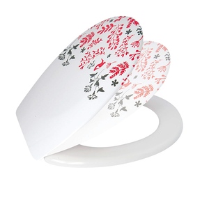 Siège de toilette à fermeture lente en plastique thermoformé à motif floral - Product Image 3