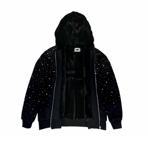 Sudadera con Capucha y Cremallera para Hombre, con Pedrería, Estilo Urbano, con Cristales Brillantes, Sudadera Holgada de Moda, Proveedor de Fábrica OEM - Product Image 2