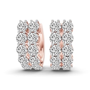 Cascading Sequence Lab Grown Diamond <b>Huggie</b> Earrings 2.50 Ct Tw F-G Color VS Clarity 20 Diamonds 14K <b>Solid</b> <b>Gold</b> Inside Out Look - Product Image 2