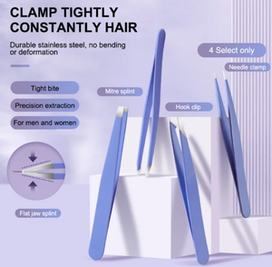 Hot Sale 4pcs Lightweight Reusable Slanted Tip Stainless Steel Volume Eyelash Eyebrow Tweezers Beauty <b>Makeup</b> <b>Tool</b> for Eyebrow - Product Image 2