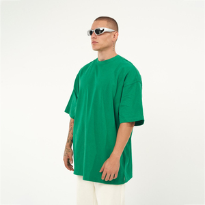 Camiseta pesada de algodón 300 Gsm para hombre, camisetas lisas de cuello redondo personalizadas de gran tamaño para hombre, estilo callejero hecho en Pakistán - Product Image 4