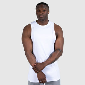 Camisetas sin mangas de palangre para hombre de nuevo estilo, camisetas sin mangas en blanco para gimnasio de algodón, camisetas elásticas para el cuerpo - Product Image 1