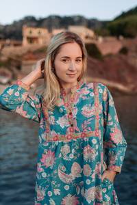 Eden Hand Block Printed Cotton Dress Bohemian Casual Summer Ethical Fashion - Product Image 4