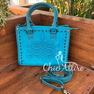 Nouveau sac fourre-tout à franges en cuir suédé Turquoise pour femmes Western dissimulé transporter sacs à main à bandoulière en cuir véritable - Product Image 1