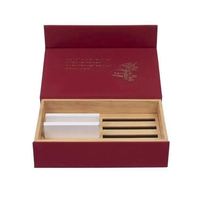 Cajas de Joyería para Vino a Precio Competitivo, Set de Regalo al por Mayor, Caja de Regalo de Pino con Espejo, Envuelta en Lino Rojo, con Pegamento de Cuero de Vaca