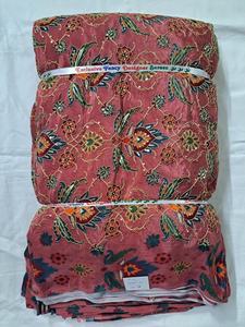 Top Rated Pure Crepe Leaf and flower Embroidered Breathable Eco-Friendly Fabric Position Print Natural Textile Designer - Product Image 2