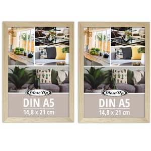Ensemble de 2 cadres photo en MDF finition bois naturel 14,8 x 21 cm DIN A5 pour la décoration et l'affichage à la maison - Product Image 1