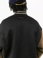 Veste en cuir véritable pour homme, style Letterman, coupe-vent, universitaire, de travail, baseball, basketball, bomber, varsity