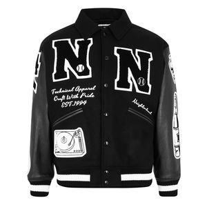 Fabricant OEM Patchs Chenille Personnalisés Broderie Polaire Homme Manches Cuir College Letterman Varsity Veste - Product Image 1