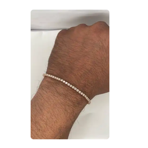 Bracelet tennis luxueux personnalisé en or 10 carats avec diamants CVD pour homme, à porter au quotidien - Product Image 1