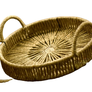Utilisation de cadeaux Plateau de service en jute fabriqué à la main Plateau de service en jute de haute qualité élégant pour la maison, l'hôtel et la cuisine. - Product Image 1