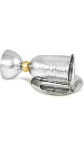 Judica - Juego de Copas Kiddush Hechas a Mano para Shabat, Acero Inoxidable, Dos Tonos, Dorado y Plateado, Copa para Vino con Posavasos, Libre de BPA, a Prueba de Fugas, 5.5 oz - Product Image 2