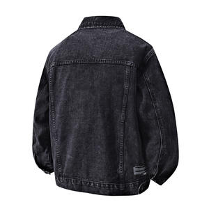 OEM Factory Direct American Retro Thick <b>Denim</b> For <b>Men</b> Dark Wash Lapel Embroidery Vintage Streetwear Essential <b>Denim</b> <b>Jacket</b> - Product Image 2