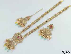 Indian Traditional and Fashionable Gold Plated and Long Mala With Earring and Maagtika Combo Necklace Set for Women - Product Image 2