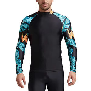<b>Men's</b> Gym <b>Compression</b> Rash Guard Spandex/Polyester Blank 190 GSM Quick Drying Sport Breathable Custom OEM Print Long Sleeves - Product Image 4