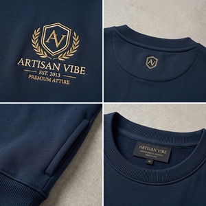 เสื้อสเวตเชิ้ตคอกลมผู้ชายสีเขียวอมฟ้าทรงปกติ พิมพ์ลายลำลองสำหรับใส่ในฤดูใบไม้ร่วง พร้อมลายปัก - Product Image 6