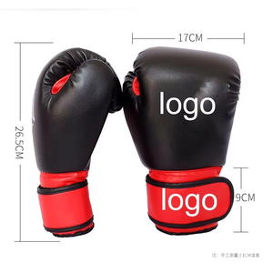 Top Quality Custom Made <b>Black</b> red Winning Boxing Gloves <b>Hook</b> and Loop up Design Made With Genuine Leather - Product Image 2