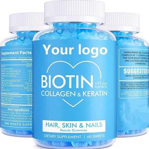 MOQ Rendah 10000Mcg Rambut Kulit Kuku 100% Organik Alami Kolagen Vegan <span class=keywords><strong>Vitamin</strong></span> Biotin Gummies - Product Image 1