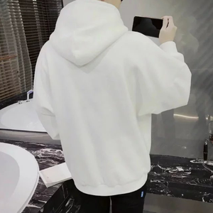 Nouvelle mode pour hommes, hauts d'automne et d'hiver à manches longues, sweat à capuche blanc, ample, couleur unie, chemisier décontracté en coton, sweat à capuche unisexe - Product Image 6