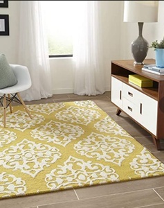 Tapis moderne jaune avec motif de treillis blanc tapis de salon doux, tapis de sol décor contemporain pour chambre et décoration intérieure - Product Image 3