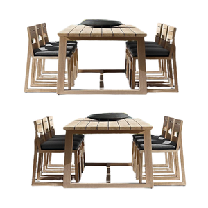 Ensemble de salle à manger moderne et simple, réglable, couleur personnalisée, bois, plusieurs chaises de salle à manger, meubles en teck de haute qualité, ensemble de restaurant - Product Image 1