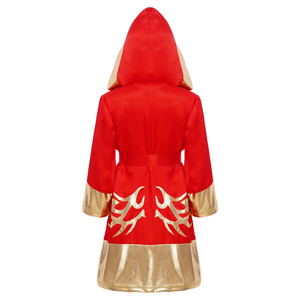 Robe de boxe pour enfants, tenue d'entraînement pour garçons, uniforme de boxe pour filles, robe de boxeur à capuche métallique avec ceinture, ensemble pour Halloween, cosplay, fête - Product Image 3