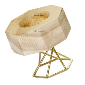 Modern Premium Home Accessories Trending Wooden <b>Candle</b> Holder with Square and Hexagon Shapes Metal Stand for Home Decoration - Product Image 2