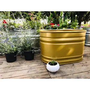 UNIQUE AND ELEGANT DESIGN GARDEN PLANTER GALVANIZED POWDER COATED TUBE FOR GARDEN DECOR CHEAP METAL FLOWER PLANTER