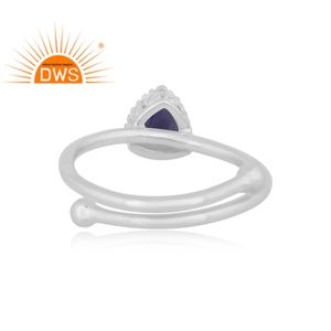 แหวนพลอยไอโอไลต์ธรรมชาติทำจากเงินแท้ดีไซน์ล่าสุดออกแบบได้ตามต้องการผู้ผลิตเครื่องประดับตามต้องการ - Product Image 4