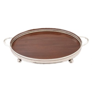 Nouveauté : Plateau de service pour fruits et légumes en bois, forme arrondie, finition noyer, forme personnalisée, pour desserts de mariage - Product Image 3
