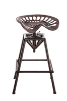 SWT Siège en bois massif Tabourets de bar Hauts Industriels Vintage Chaises de bar en métal Chaise de salle à manger en métal