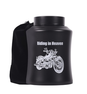 Urne de moto noire décorative en métal sur mesure pour les cendres Urne funéraire pour hommes adultes Crémation funéraire pour papa pour les services commémoratifs - Product Image 1